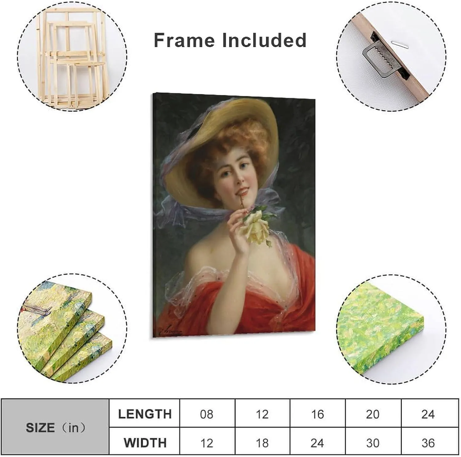 Emile Vernon Fille A La Rose Jaune Picture Print Canvas Poster Wall Paint Art Posters Decor Modern Home Artworks Gift Idea 08x12inch(20x30cm)