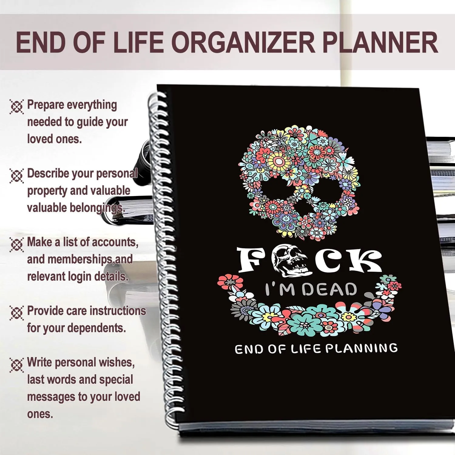 End of Life Planner Organizer Notebook, If I Die Binder Organizer, With Storage Bag for Cards, Envelopes, Photos, Im Dead Now What Planner, Final Will Arrangements Workbook Guide (Beige)