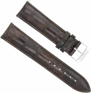 Ewatchparts 24mm Genuine Leather Watch Band Strap Compatible With Eterna Watch Dark Brown