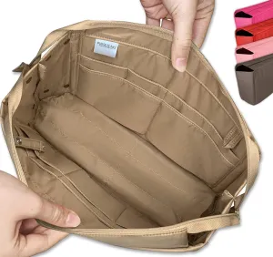 Exclusive Zippered Purse Organizer Insert For Handbags, Shaper For Speedy, Neverfull, On The Go & Graceful Totes (Extra Jumbo, Tan)