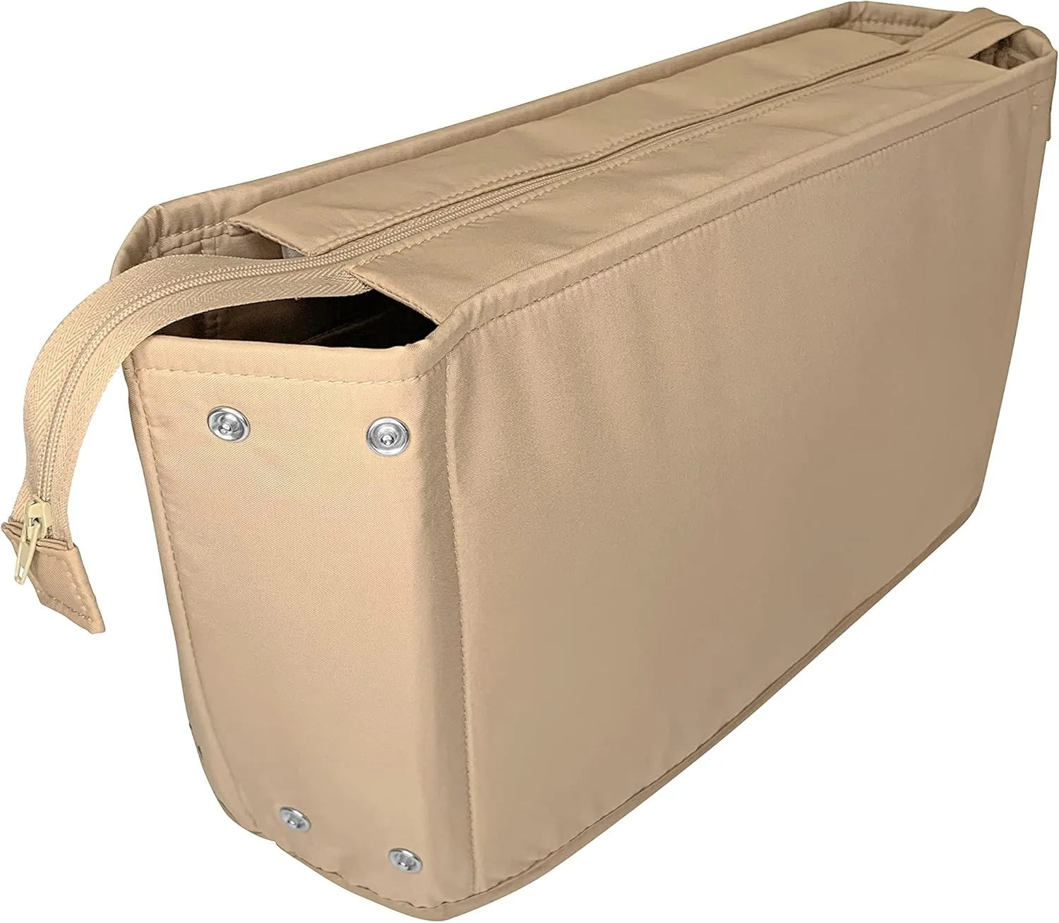 Exclusive Zippered Purse Organizer Insert For Handbags, Shaper For Speedy, Neverfull, On The Go & Graceful Totes (Extra Jumbo, Tan)