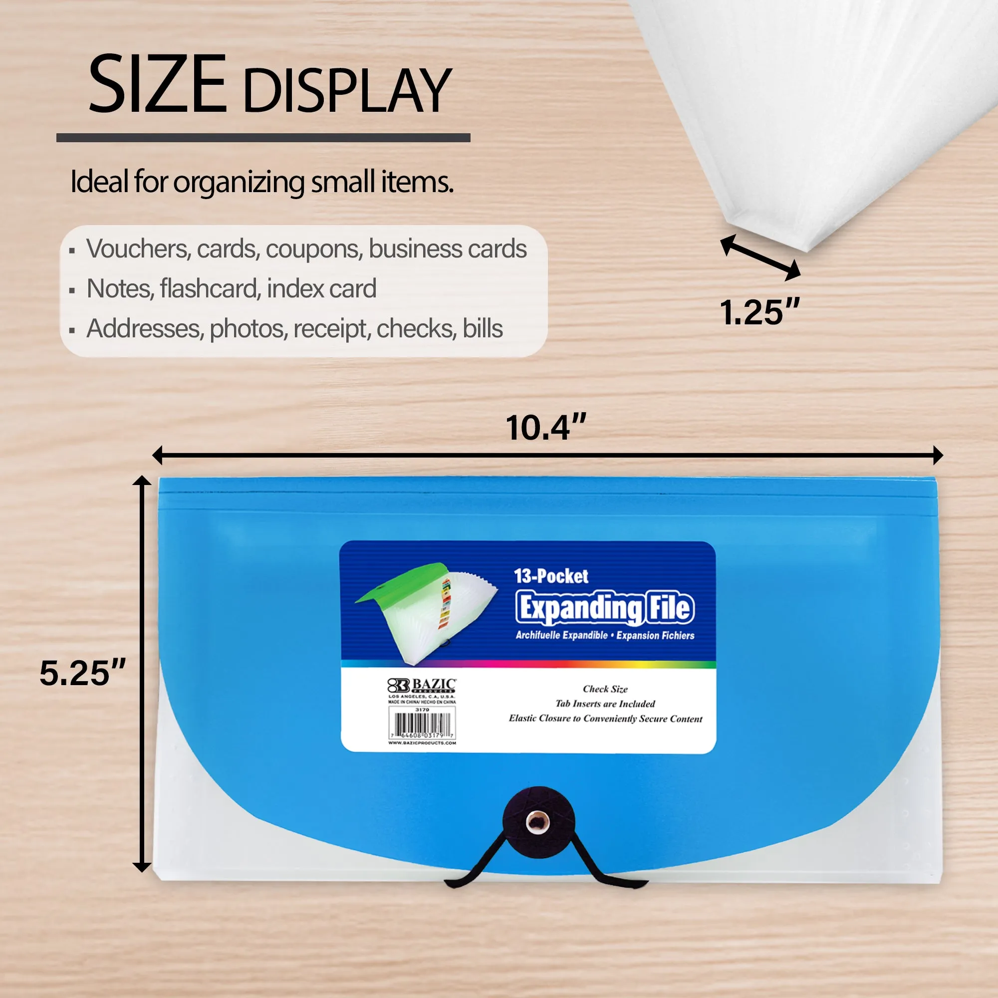 Expanding File Check Size Poly 13-Pocket