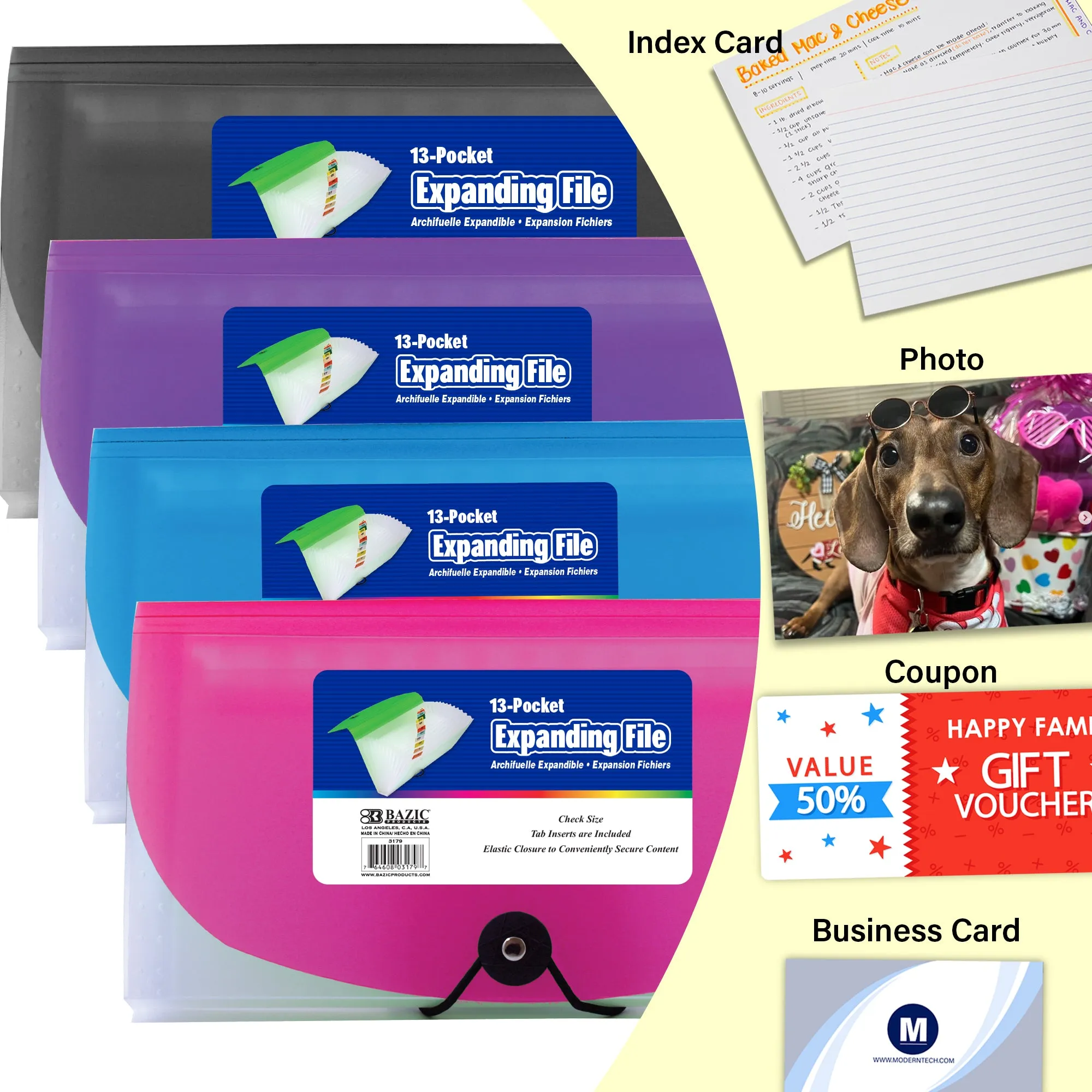Expanding File Check Size Poly 13-Pocket