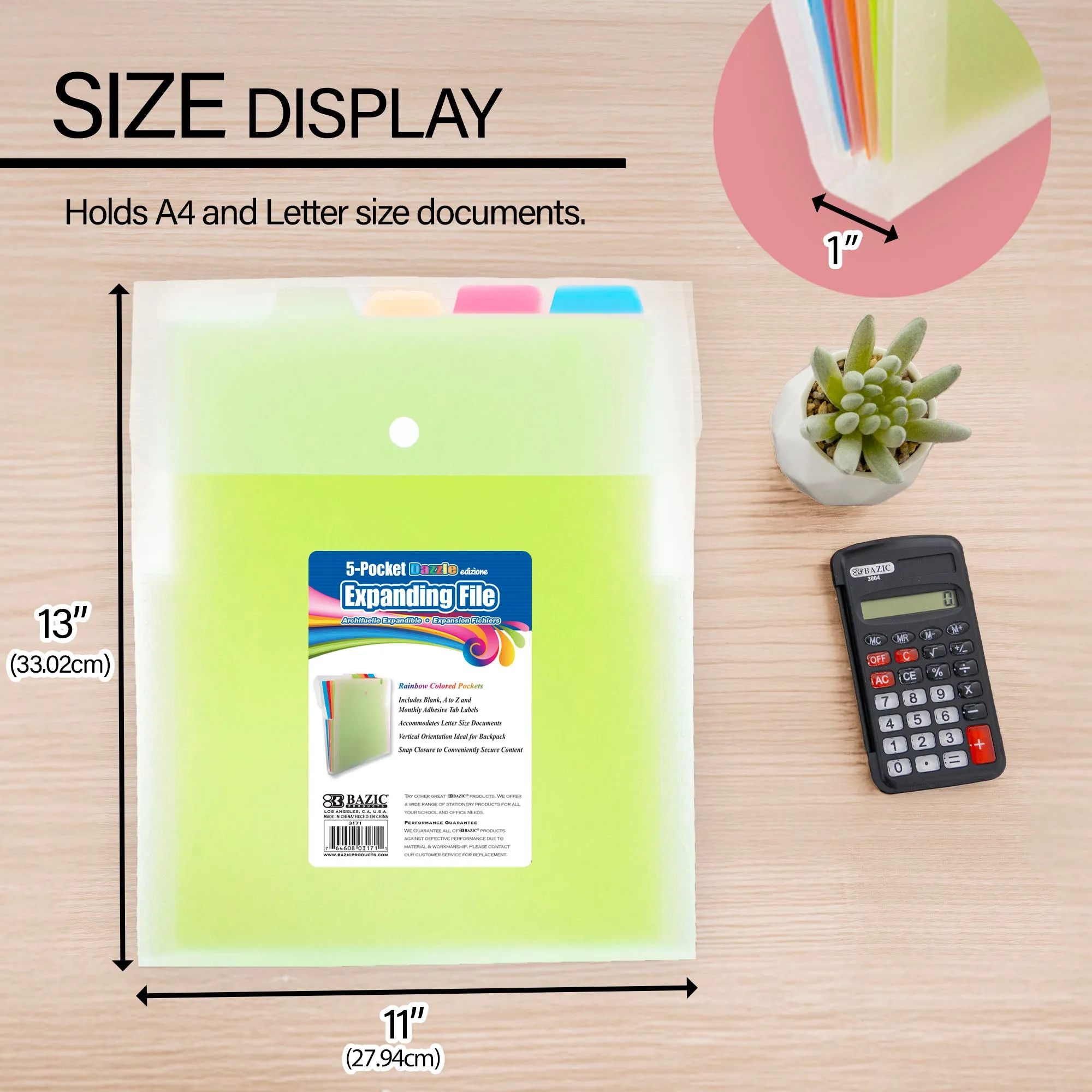 Expanding File Folder Letter Size Vertical Poly 5-Pocket
