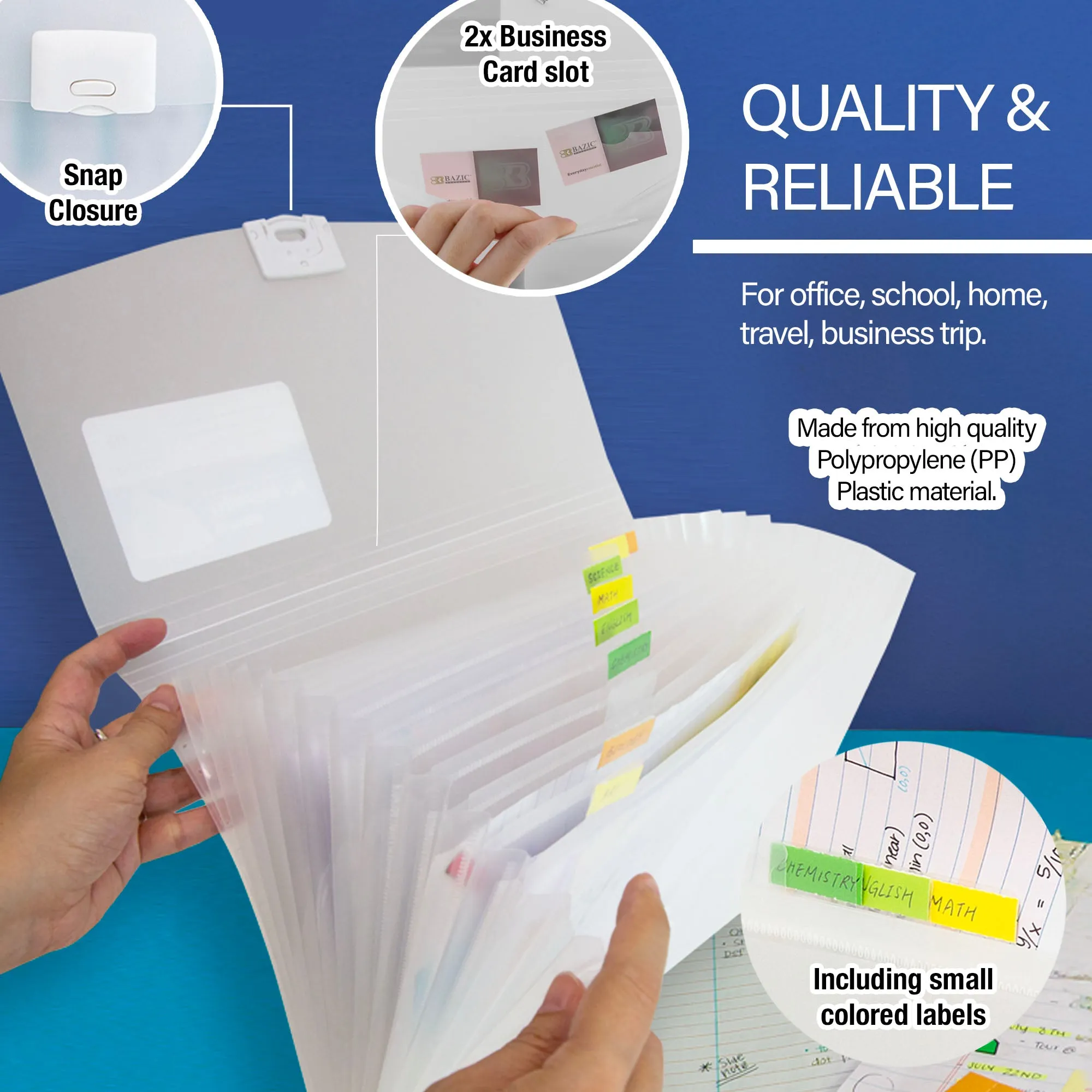Expanding File Letter Size Translucent Poly 13-Pocket