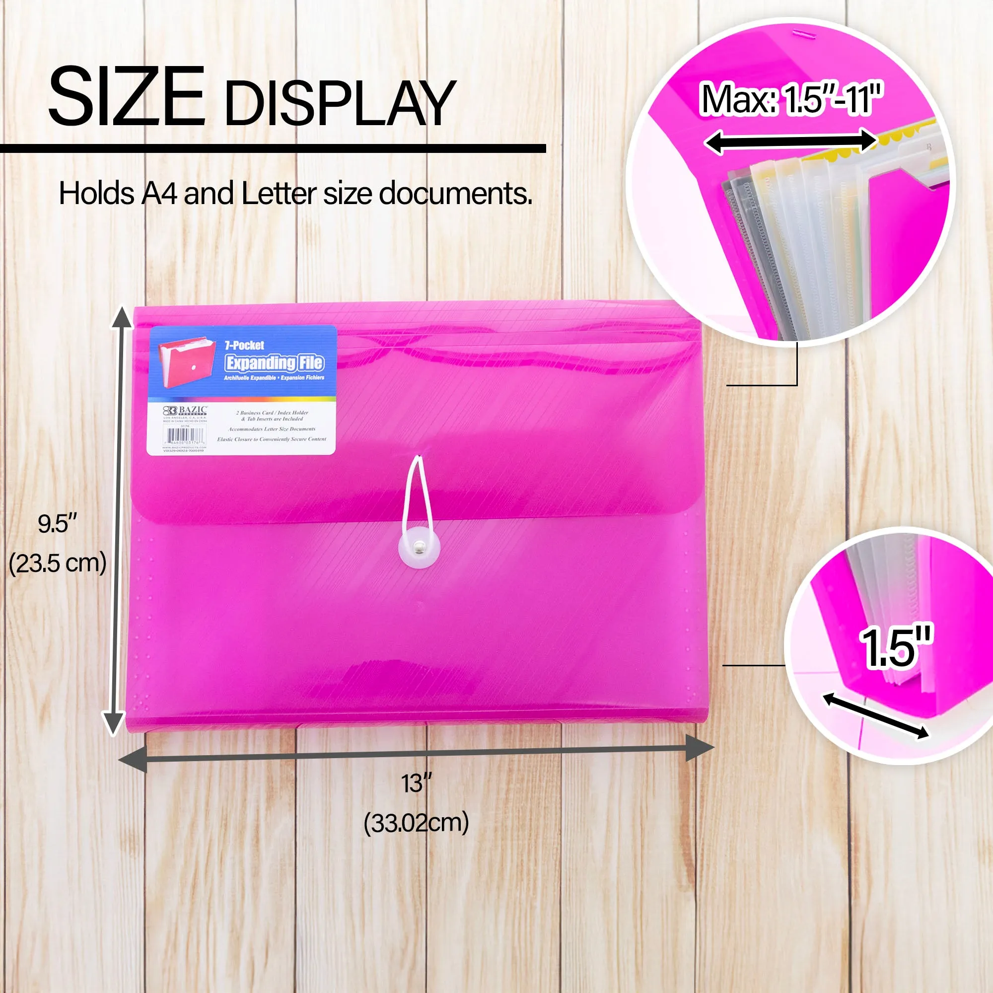 Expanding File Letter Size Translucent  Poly 7-Pocket