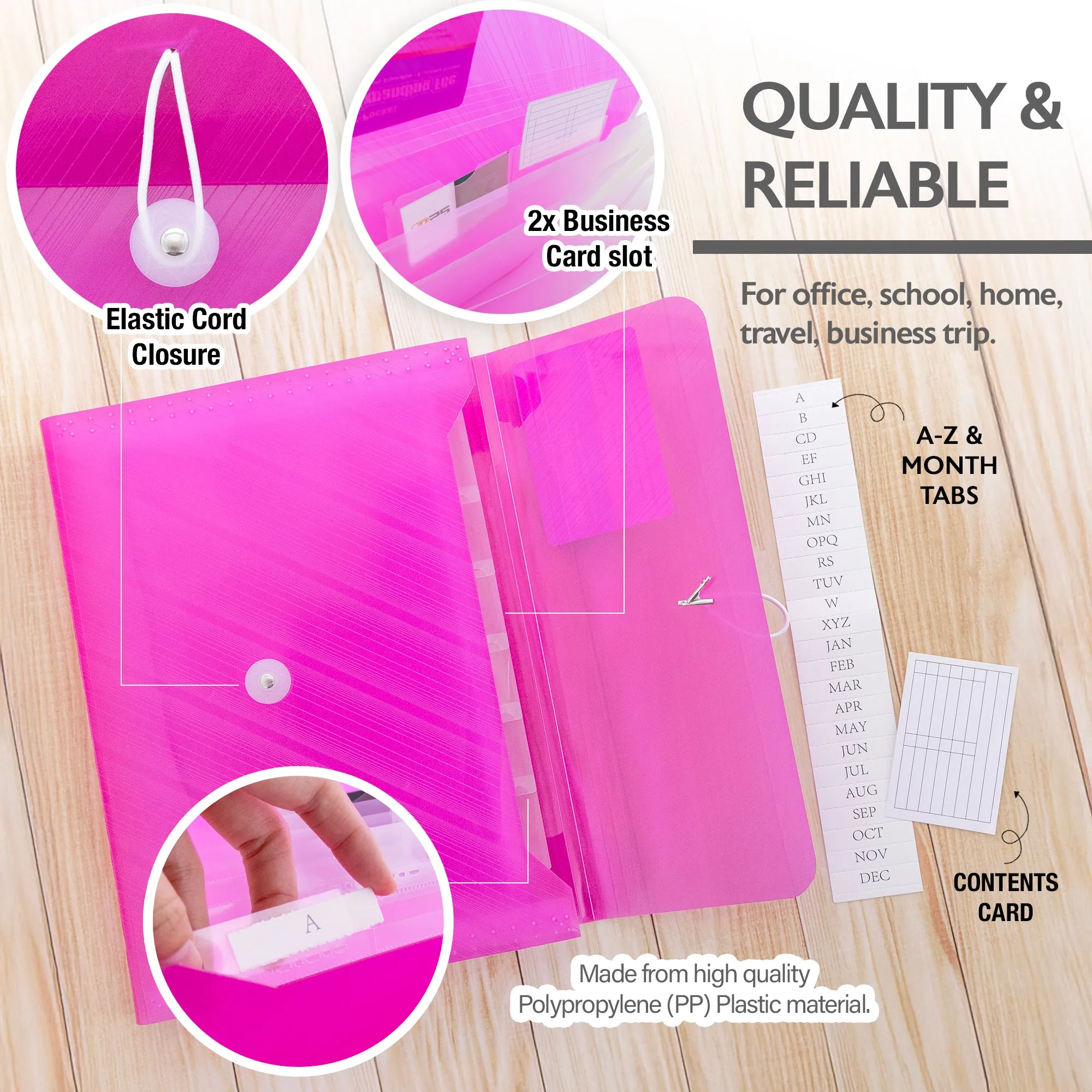 Expanding File Letter Size Translucent  Poly 7-Pocket