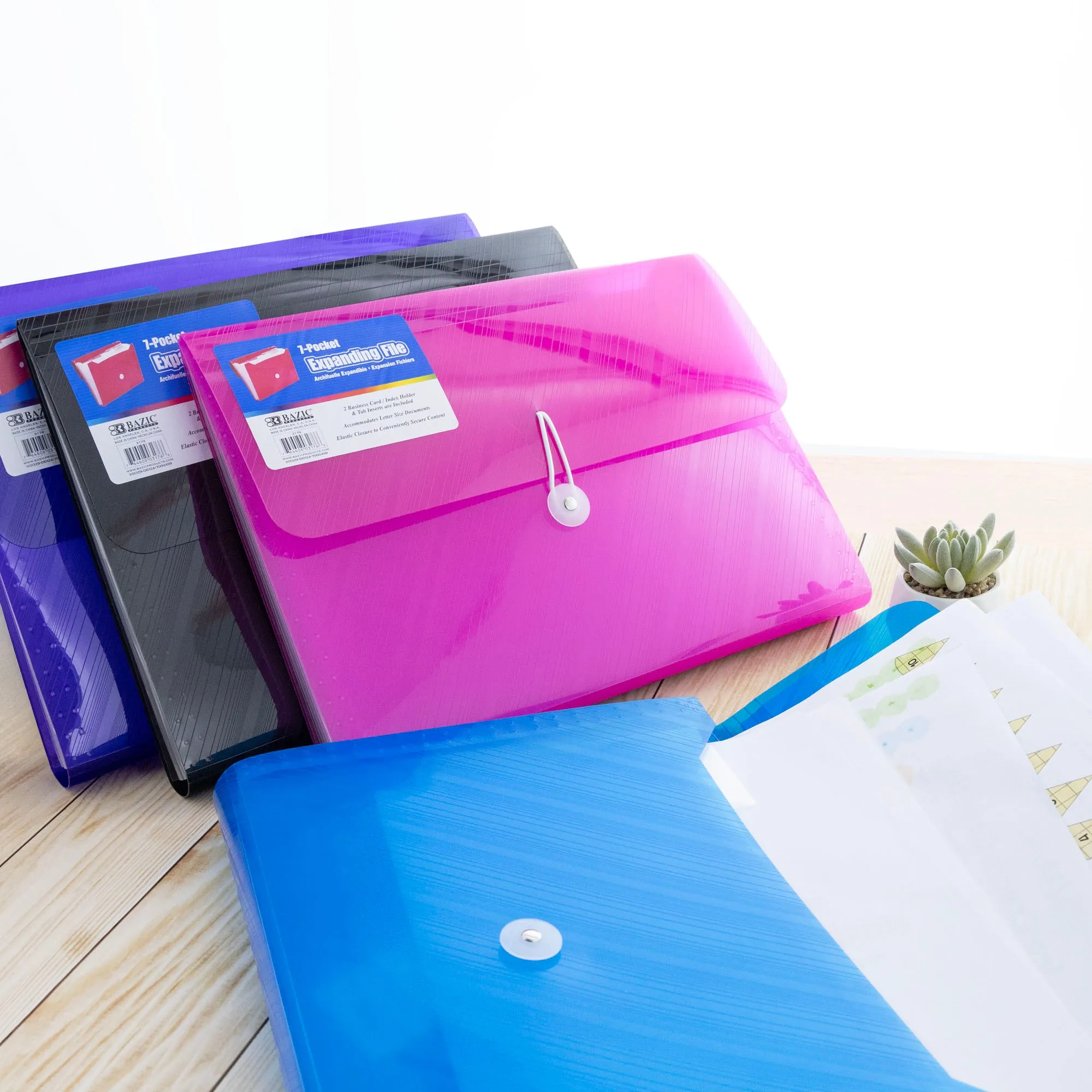 Expanding File Letter Size Translucent  Poly 7-Pocket
