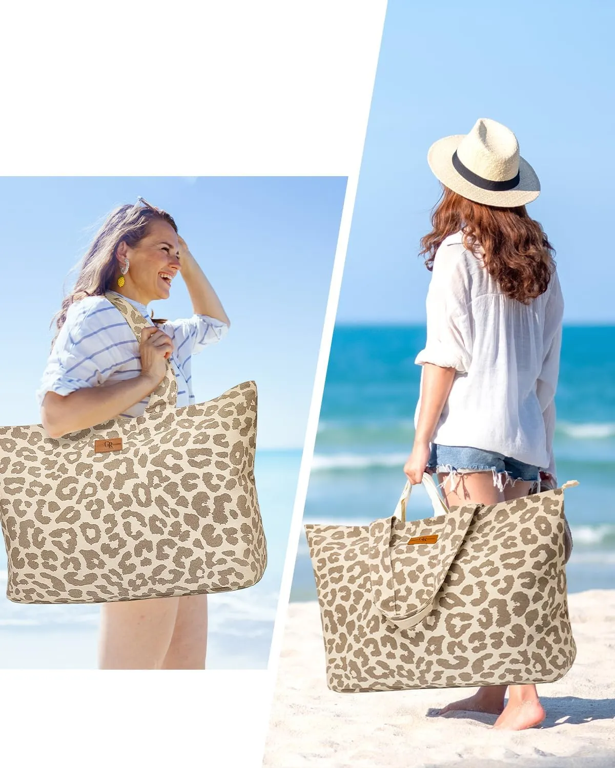 Extra Large Beach Bag for Women - Waterproof Sandproof Over-Size Carry On Beach Tote with 5 Pockets Gifts for Women