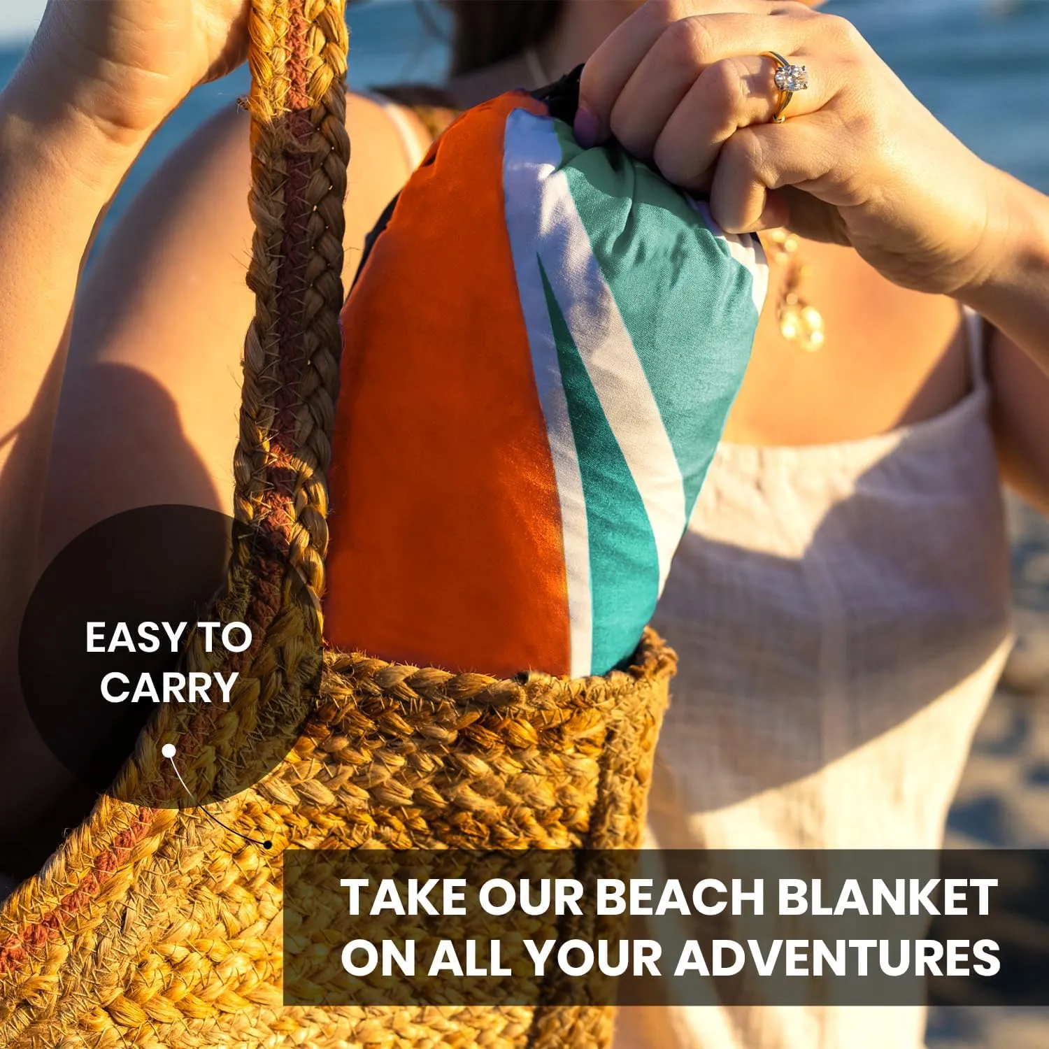 Extra Large Beach Blanket Waterproof & Sandproof 9'x10'8" for 10 People - Beach Essentials for Family, Picnic, Concert, Travel - Includes 4 ( 2) Stakes - by Everlasting Comfort