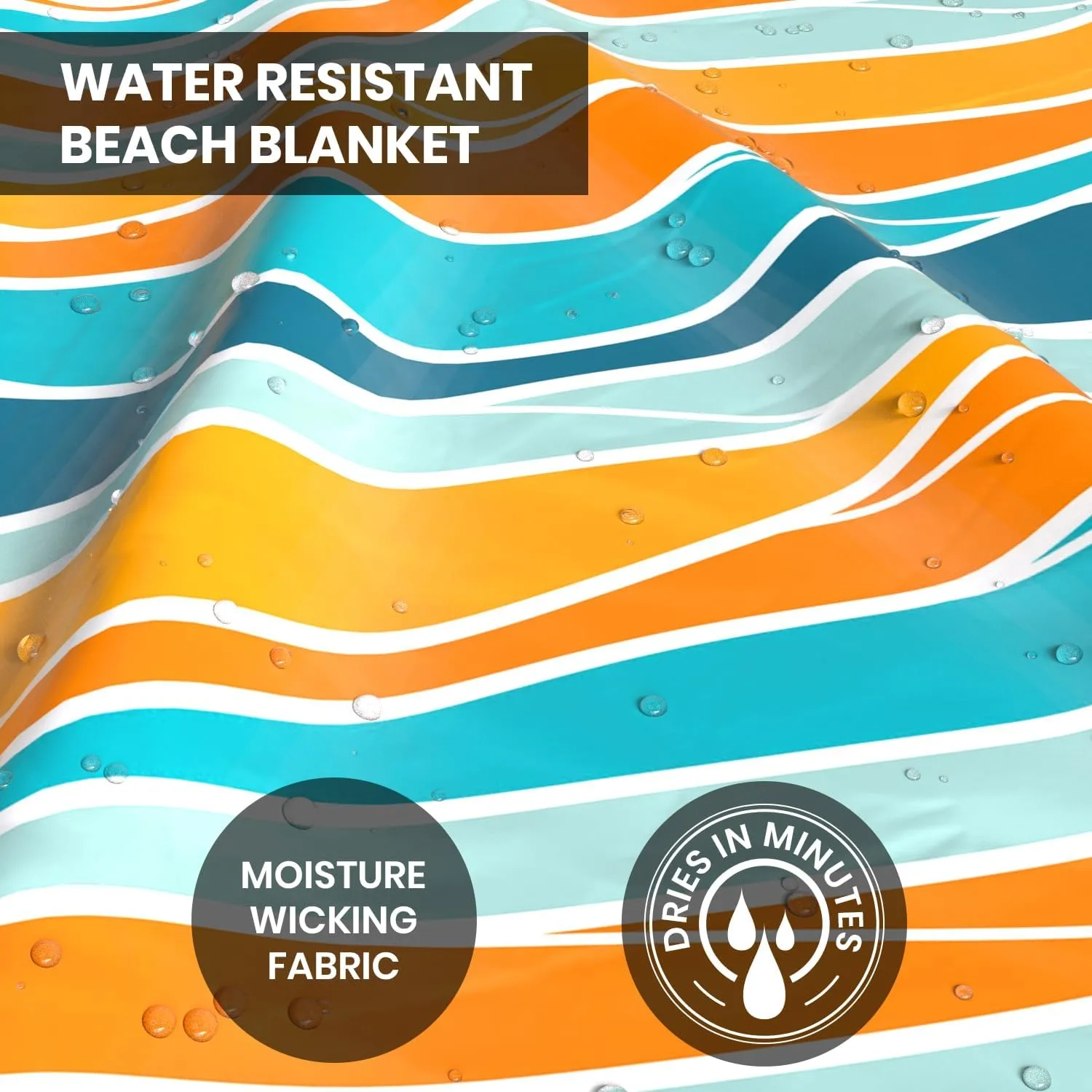 Extra Large Beach Blanket Waterproof & Sandproof 9'x10'8" for 10 People - Beach Essentials for Family, Picnic, Concert, Travel - Includes 4 ( 2) Stakes - by Everlasting Comfort