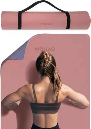 Extra Thick 8mm Yoga Mat, 72"x28" Two-Sided Non-Slip Exercise Mat, Non-Toxic & Odorless with Carrying Strap for Yoga, Pilates, Home Gym