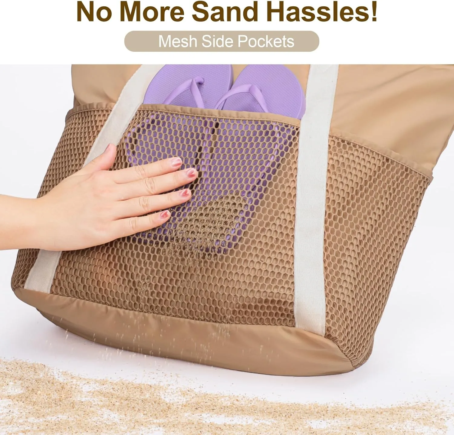 F-color Waterproof Beach Bags for Women - Machine Washable Travel Tote Bag with Zipper Cruise Swim Vacation Essentials
