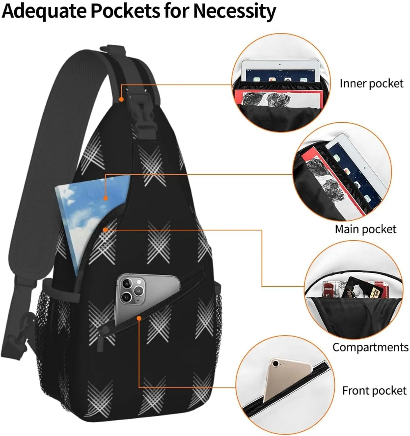 Fading Percussion Drum Sticks Sling Bag Crossbody Backpack Shoulder Casual Daypack Bag for Men Women