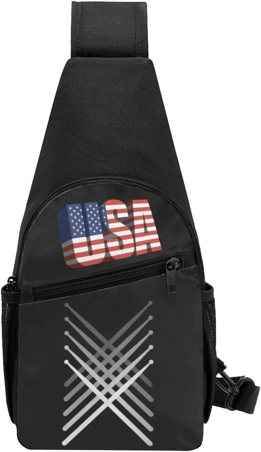Fading Percussion Drum Sticks，Fashion One-Shoulder Bag，Anti-Theft Crossbody Shoulder Chest Bag