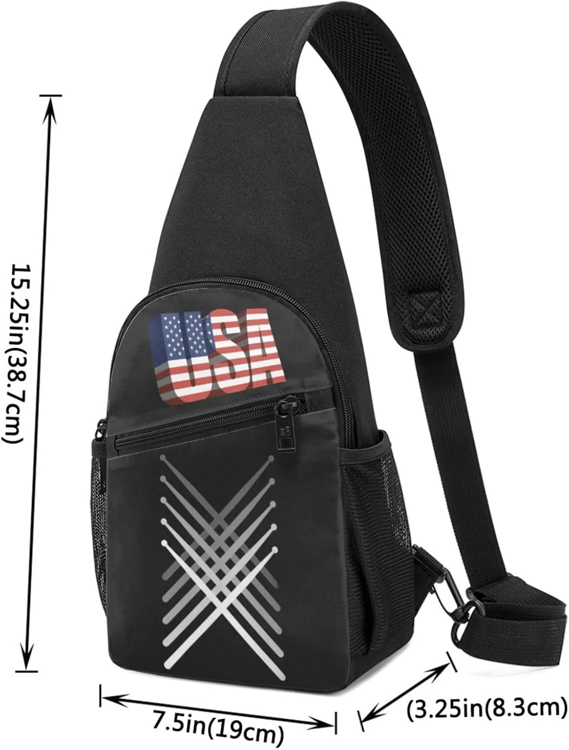 Fading Percussion Drum Sticks，Fashion One-Shoulder Bag，Anti-Theft Crossbody Shoulder Chest Bag