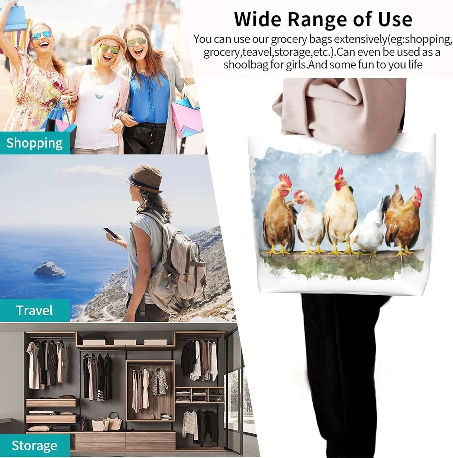 Famame Canvas Tote Bag Large Women Casual Shoulder Bag Handbag Reusable Multipurpose Shopping Grocery Bag For Outdoors…