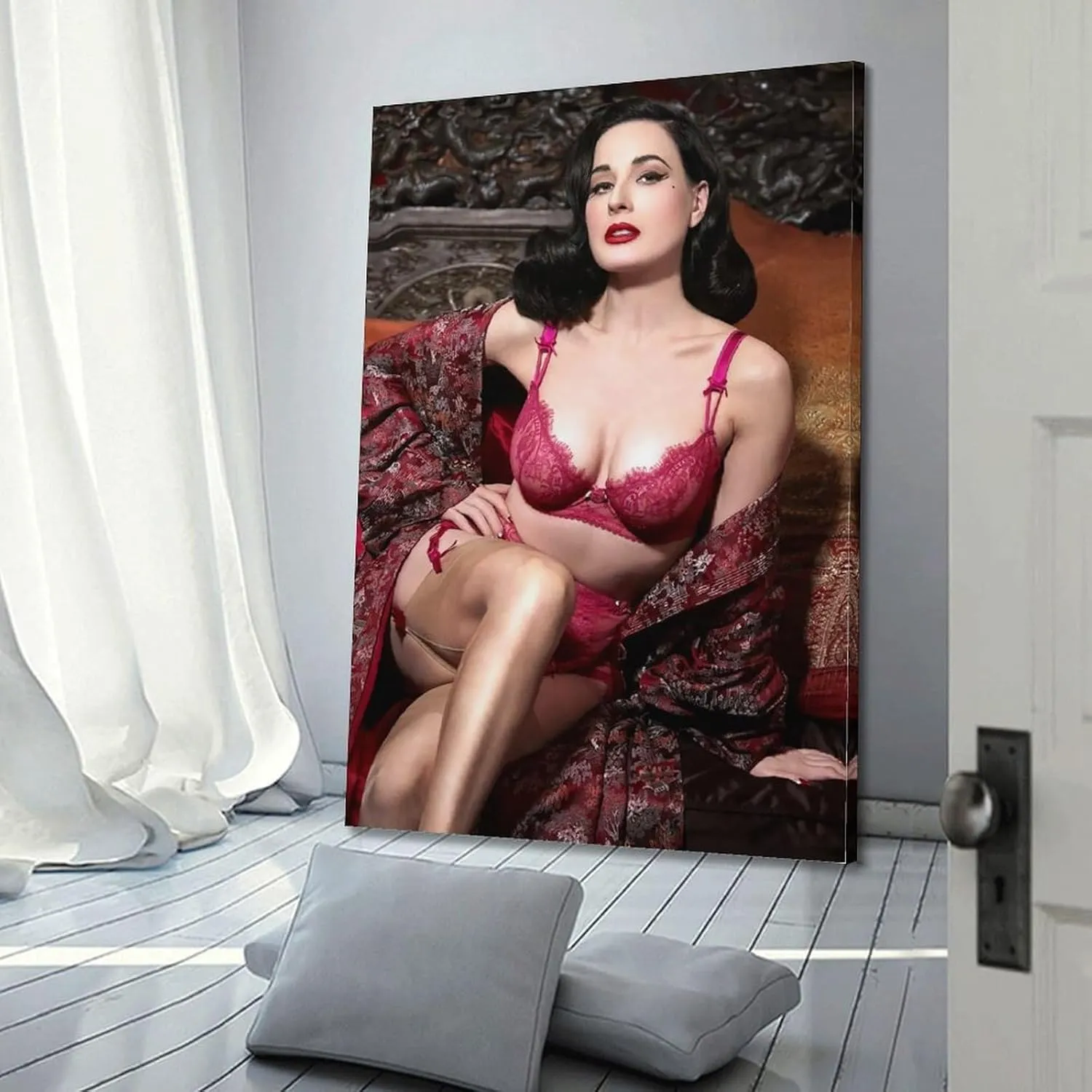 Fangool Hot Girl Bikini Porn Star Posters Dita Von Teese Sexy Poster Boobs Poster for Room Aesthetic Posters for Bedroom，Canvas Art Poster And Wall Art Posters for Room Frame-style 12x18inch(30x45cm)