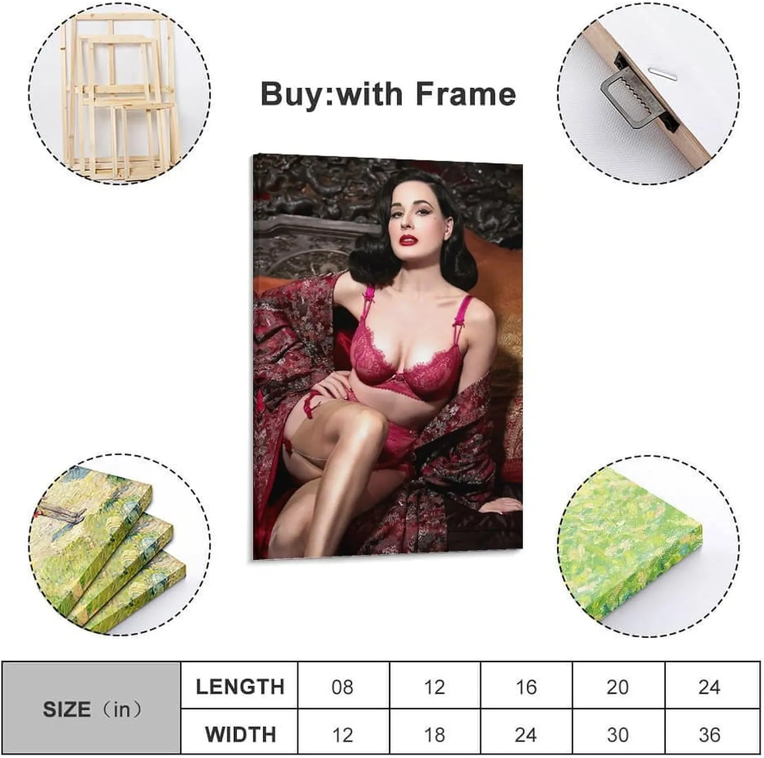 Fangool Hot Girl Bikini Porn Star Posters Dita Von Teese Sexy Poster Boobs Poster for Room Aesthetic Posters for Bedroom，Canvas Art Poster And Wall Art Posters for Room Frame-style 12x18inch(30x45cm)