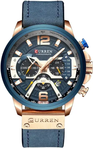FANMIS Mens Luxury Watches Business Chronograph Dress Waterproof Leather Strap Analog Quartz Wrist Watch