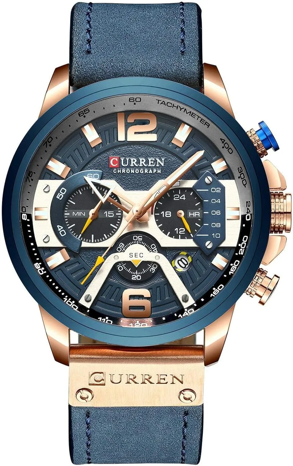 FANMIS Mens Luxury Watches Business Chronograph Dress Waterproof Leather Strap Analog Quartz Wrist Watch