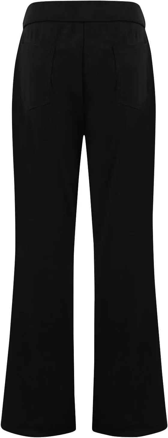 fanmpghleoo Pull On Dress Pants for Women Tummy Control Mini Flare Leggings with Pockets Stretchy Work Business Casual Slacks
