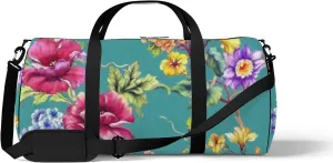 Fantacy Watercolor Flowers Sports Duffel Bag Travel Gym Tote Bags Lightweight Durable Shoulder Strap Waterproof Polyester Outside Mesh Pocket Overnight Trip Duffel Bag for Women Men