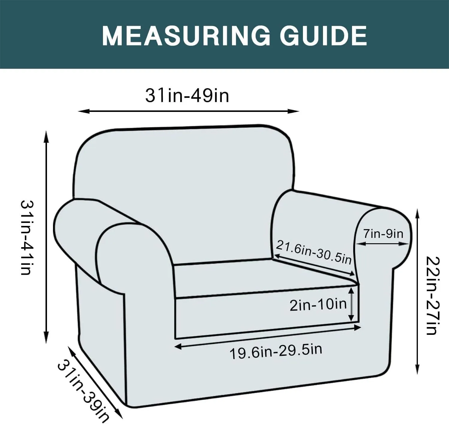 FantasDecor 2 Piece Chair Sofa Covers Velvet for Living Room Slipcovers with Individual Cushion Elastic Furniture Protector for Pets, Machine Washable (Armchair, Taupe)