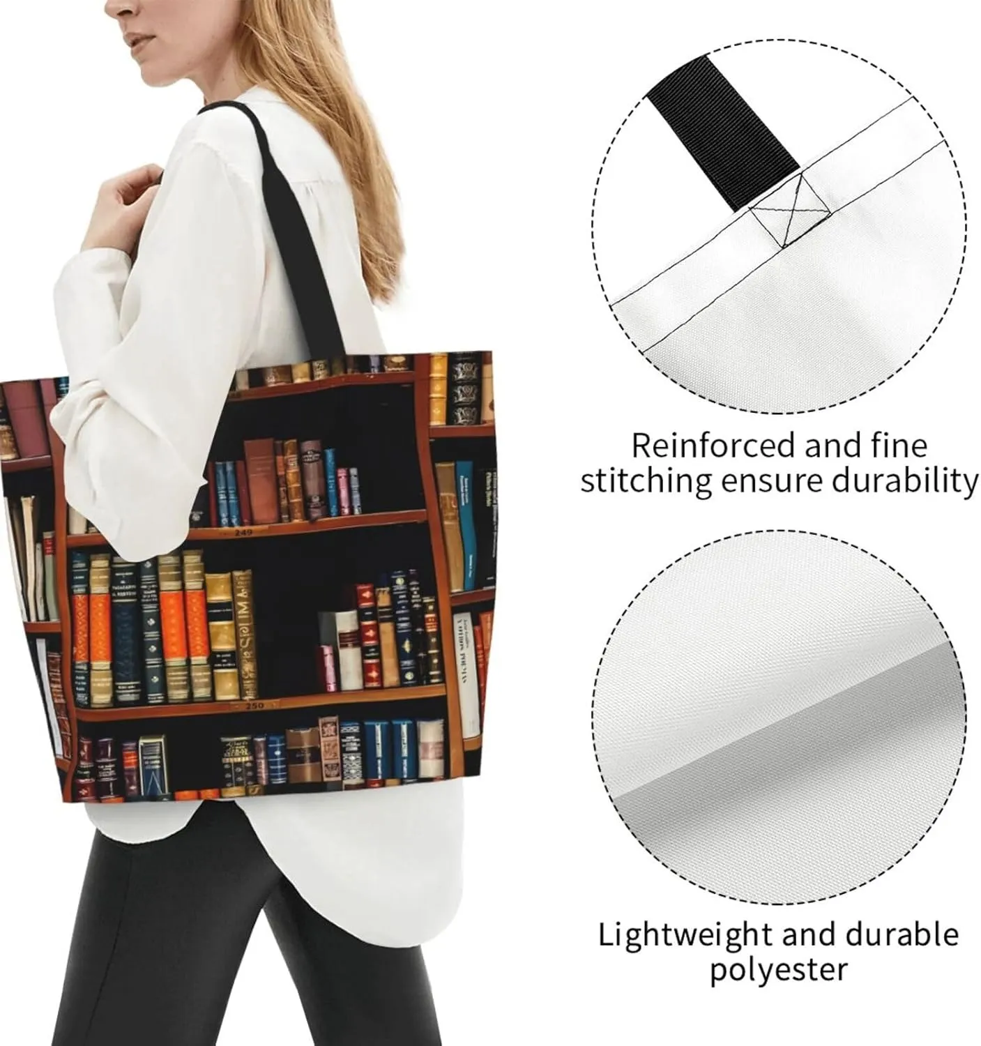 Fantasy Book Shelf Women's Tote Bag Large Capacity Single Shoulder Bags Handbag for Shopping Work