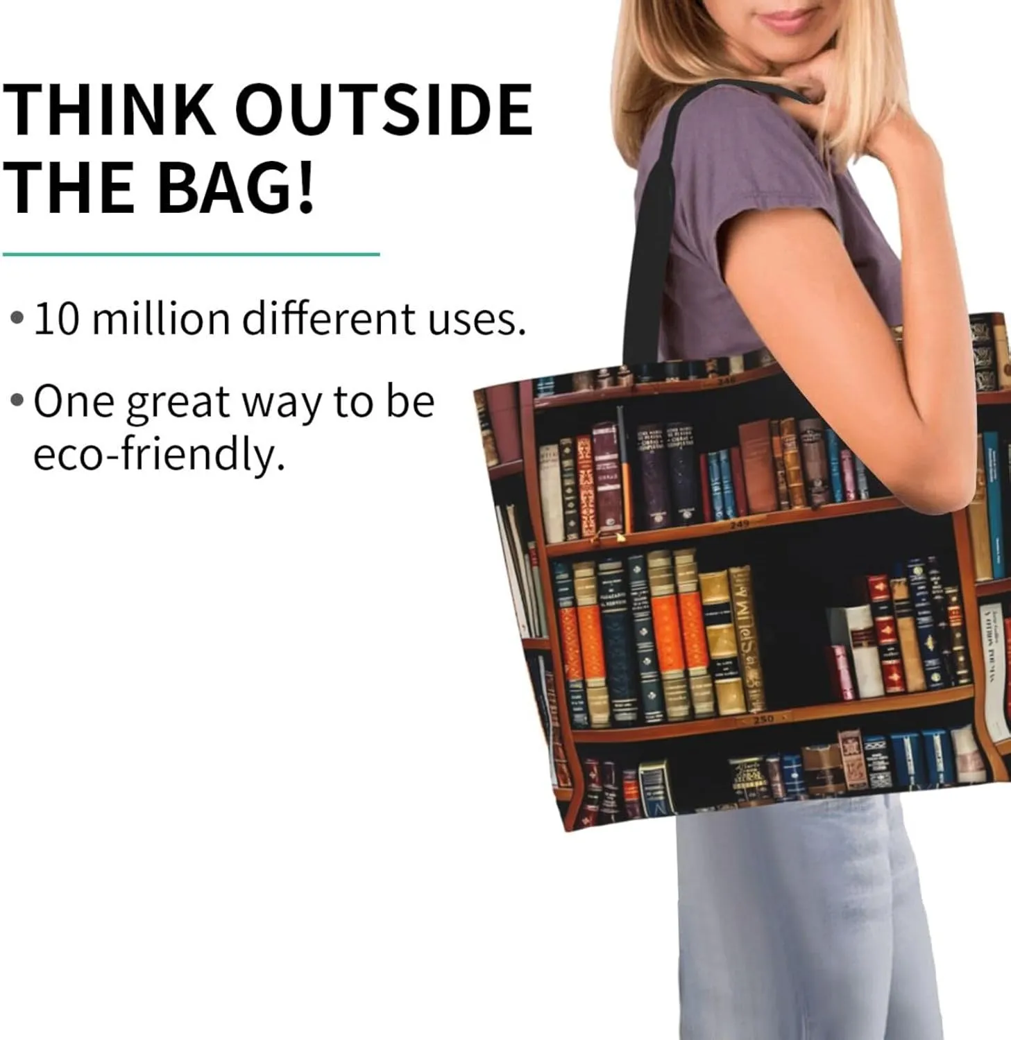 Fantasy Book Shelf Women's Tote Bag Large Capacity Single Shoulder Bags Handbag for Shopping Work