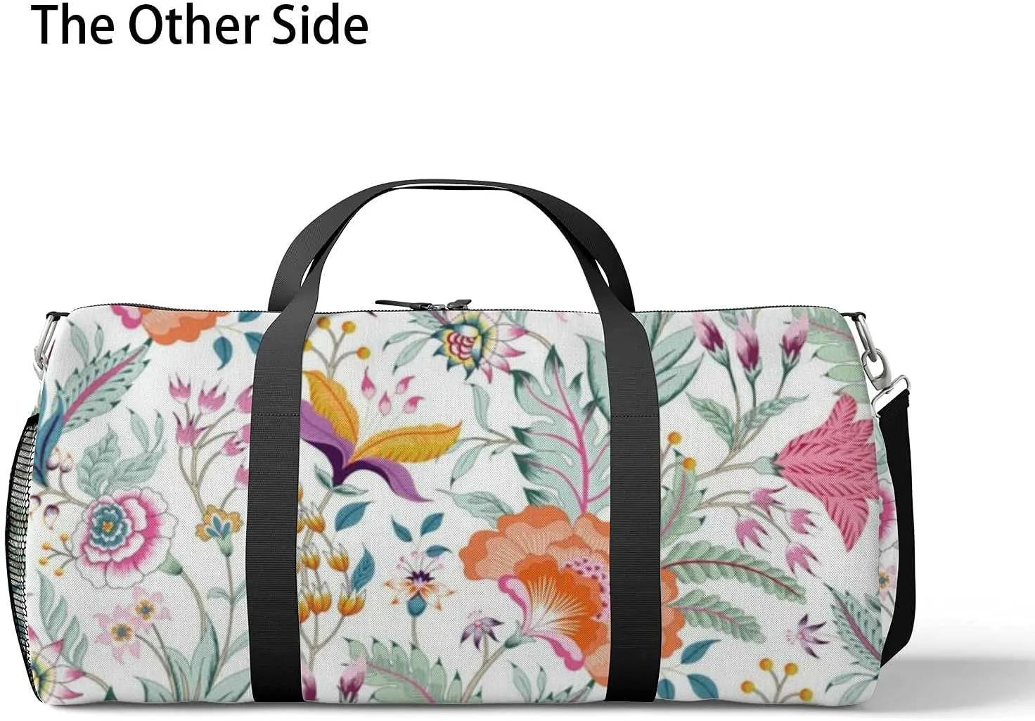 Fantasy Floral Sports Duffel Bag Travel Gym Tote Bags Lightweight Durable Shoulder Strap Waterproof Polyester Outside Mesh Pocket Overnight Trip Duffel Bag for Women Men