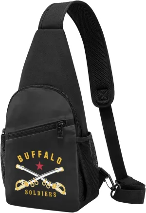 Fashion One-Shoulder Bag Buffalo Soldier America History Anti-Theft Crossbody Shoulder Chest Bag, Black