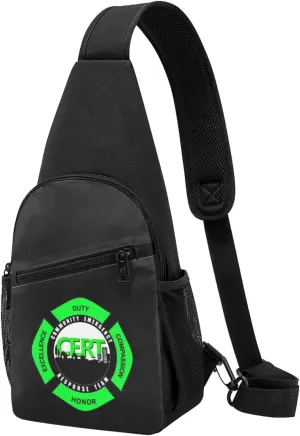 Fashion One-Shoulder Bag Cert Community Emergency Response Team Anti-Theft Crossbody Shoulder Chest Bag, Black