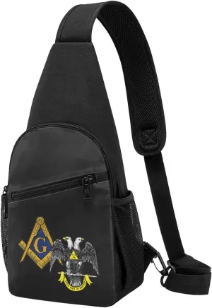 Fashion One-Shoulder Bag Freemasonry and Scottish Rite Anti-Theft Crossbody Shoulder Chest Bag, Black