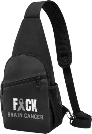 Fashion One-Shoulder Bag Fuck Brain Cancer Awareness Gray Ribbon Anti-Theft Crossbody Shoulder Chest Bag