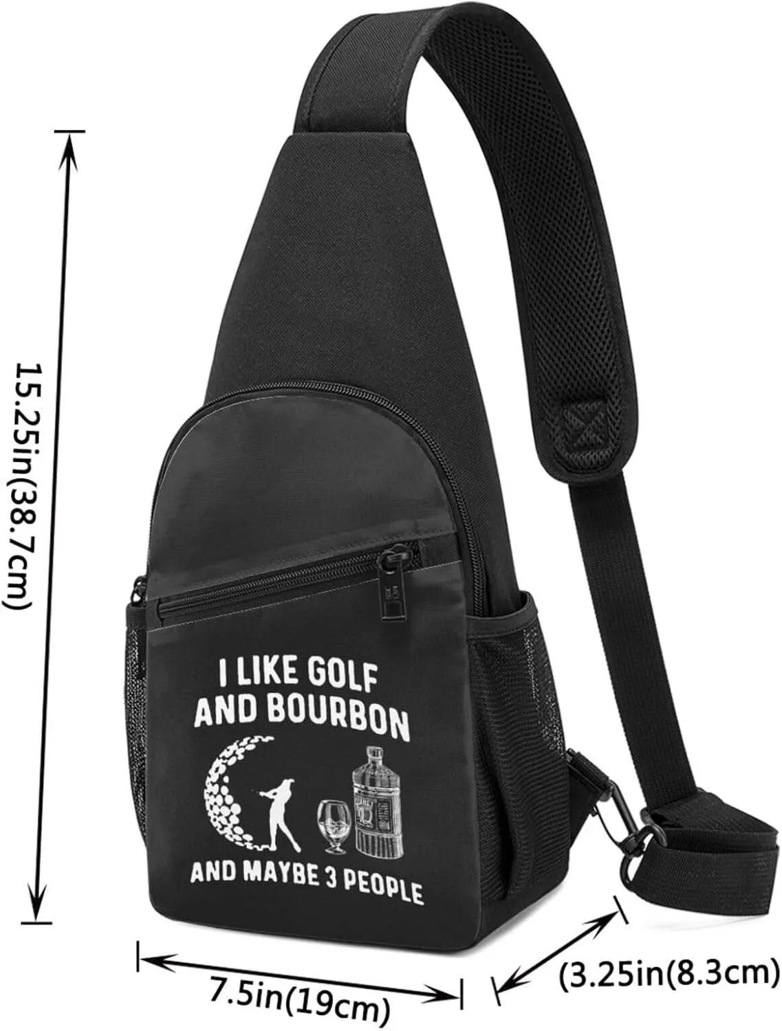 Fashion One-Shoulder Bag I Like Golf and Bourbon and Maybe 3 People Anti-Theft Crossbody Shoulder Chest Bag