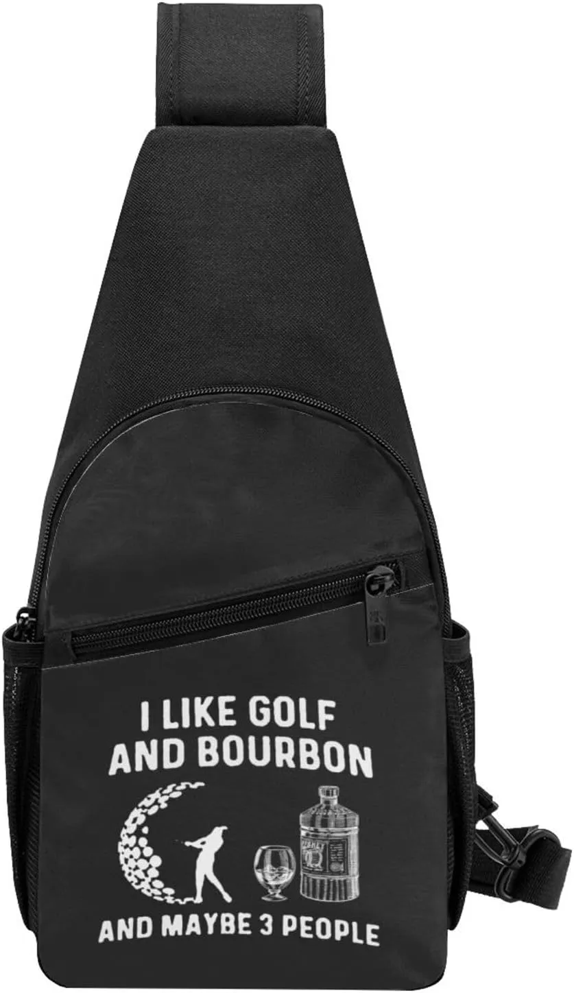 Fashion One-Shoulder Bag I Like Golf and Bourbon and Maybe 3 People Anti-Theft Crossbody Shoulder Chest Bag
