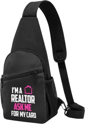 Fashion One-Shoulder Bag I'm A Realtor Anti-Theft Crossbody Shoulder Chest Bag, Black
