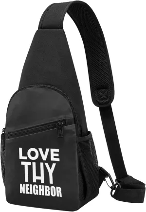 Fashion One-Shoulder Bag Love Thy Neighbor Anti-Theft Crossbody Shoulder Chest Bag