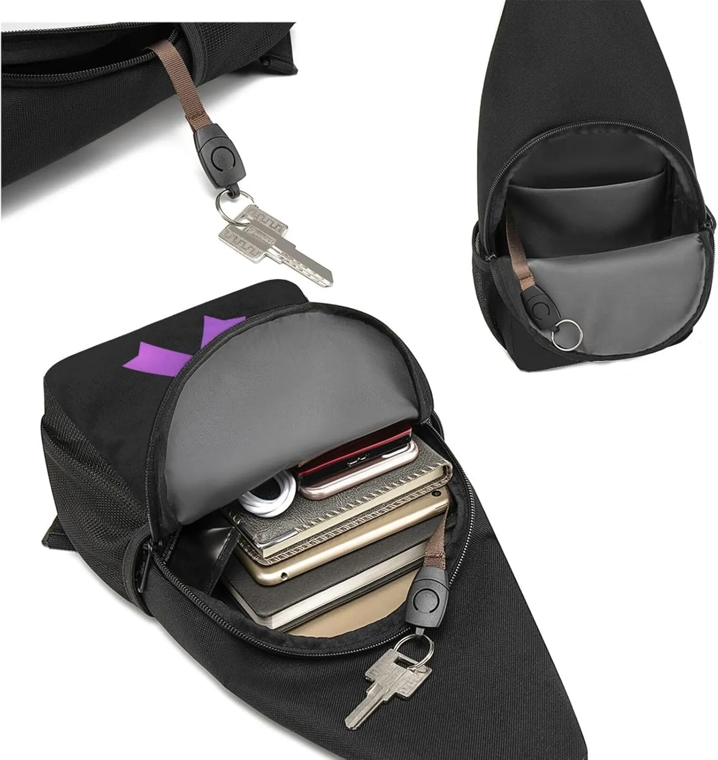 Fashion One-Shoulder Bag Pancreatic Cancer Awareness Purple Ribbon Anti-Theft Crossbody Shoulder Chest Bag