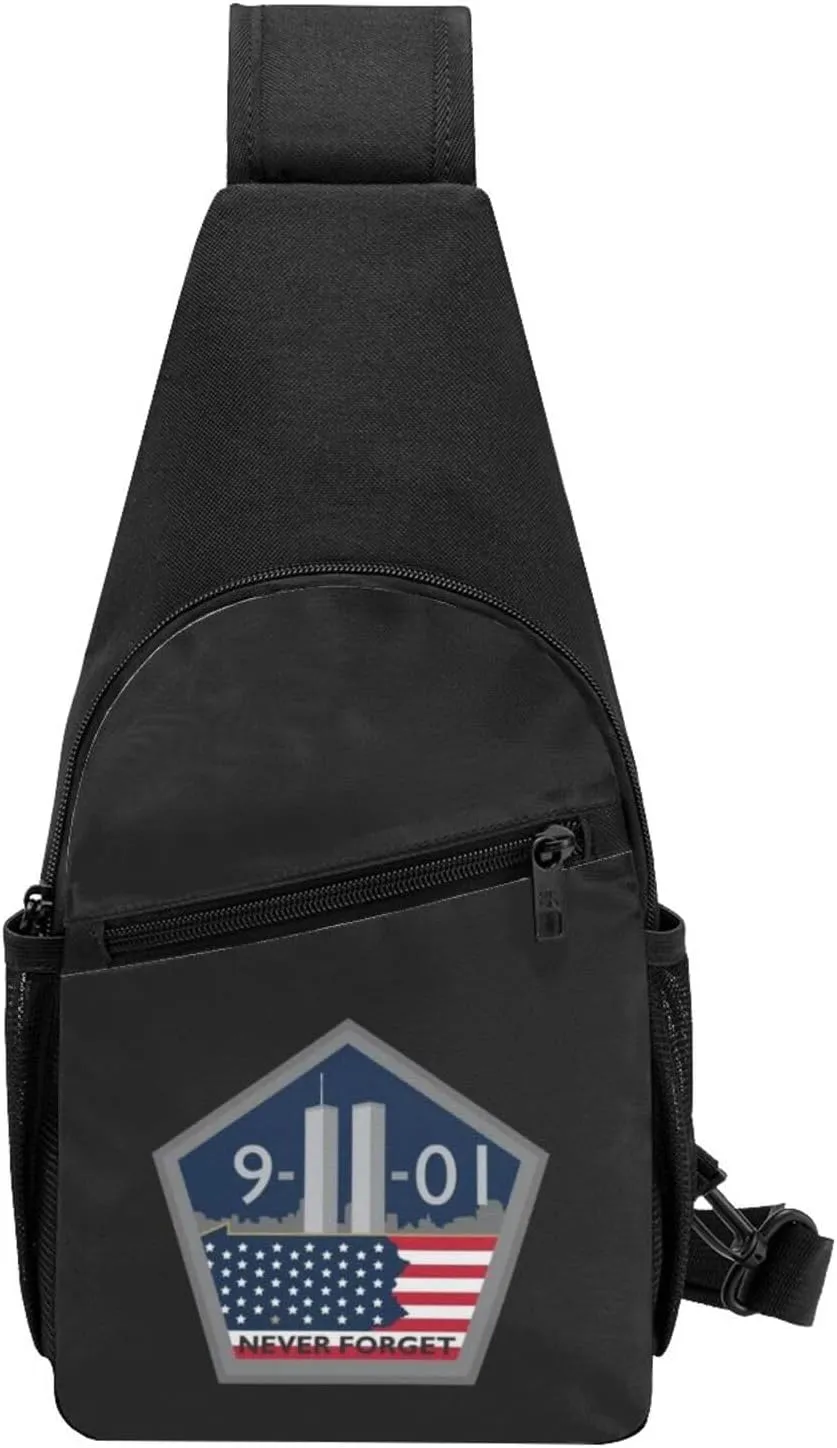 Fashion One-Shoulder Bag Remember 911 Never Forget Anti-Theft Crossbody Shoulder Chest Bag