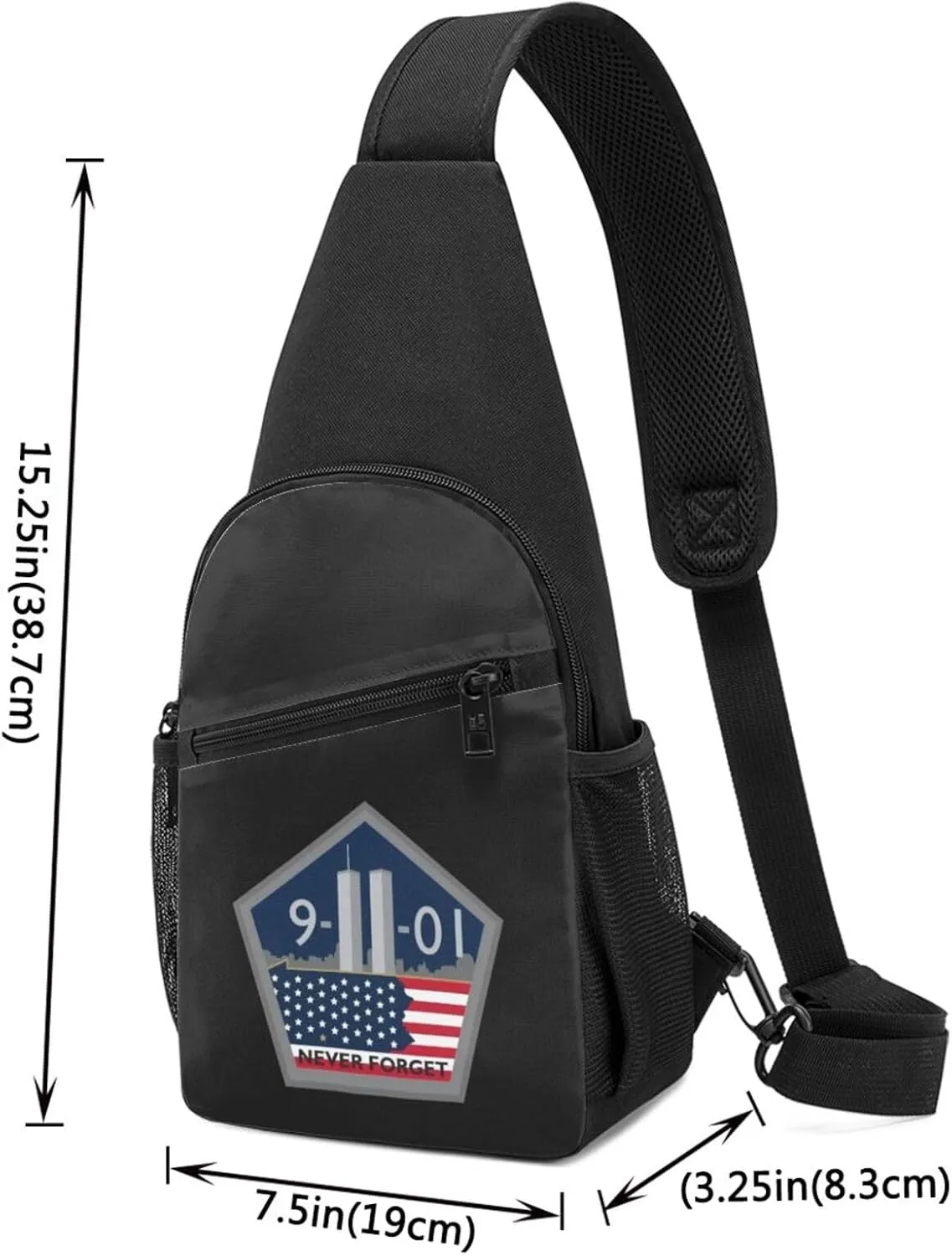 Fashion One-Shoulder Bag Remember 911 Never Forget Anti-Theft Crossbody Shoulder Chest Bag