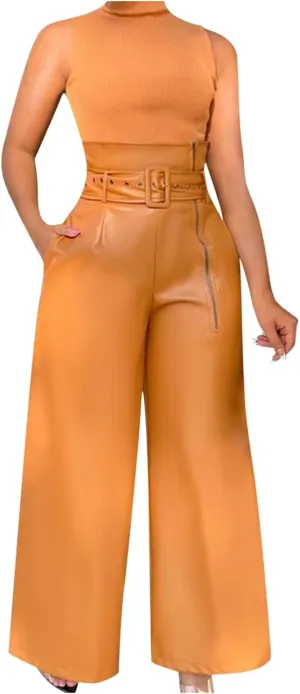 Faux Leather Flare Leg Pants Trousers High Waisted Ruched Zipper Leather Trousers PU Leather Stacked Skinny Pants
