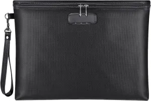 Fireproof Document Bag with Lock, ZOOPIP 14.3"x10.2" Fireproof and Waterproof Money Bag with Zipper Closure, Storage Pouch for A4 Letter Size Document, Cash, Cell Phone, Tablet, Credit Card,Passport