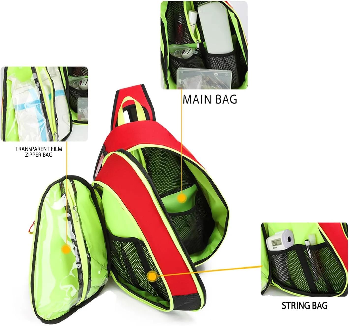 First Aid Sling Bag Backpack,Sling Crossbody Bag,Heavy Duty Emergencies Medical Bag,For Cycling Camping Traveling. (Red, S)