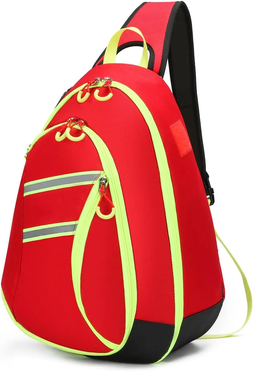 First Aid Sling Bag Backpack,Sling Crossbody Bag,Heavy Duty Emergencies Medical Bag,For Cycling Camping Traveling. (Red, S)