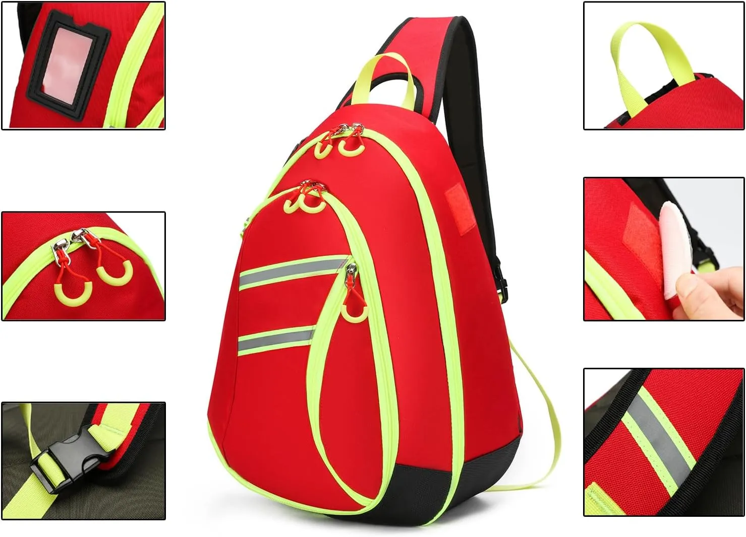 First Aid Sling Bag Backpack,Sling Crossbody Bag,Heavy Duty Emergencies Medical Bag,For Cycling Camping Traveling. (Red, S)