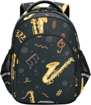 Fisyme Saxophones Music Notes Jazz Backpack Laptop Back Pack Daycare Bag Bookbag Travel School Backpacks Medium