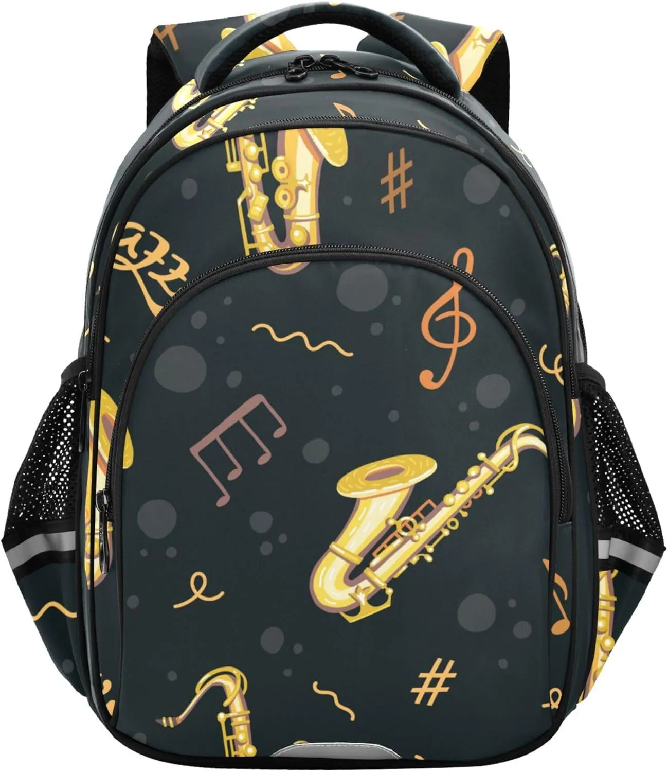 Fisyme Saxophones Music Notes Jazz Backpack Laptop Back Pack Daycare Bag Bookbag Travel School Backpacks Medium