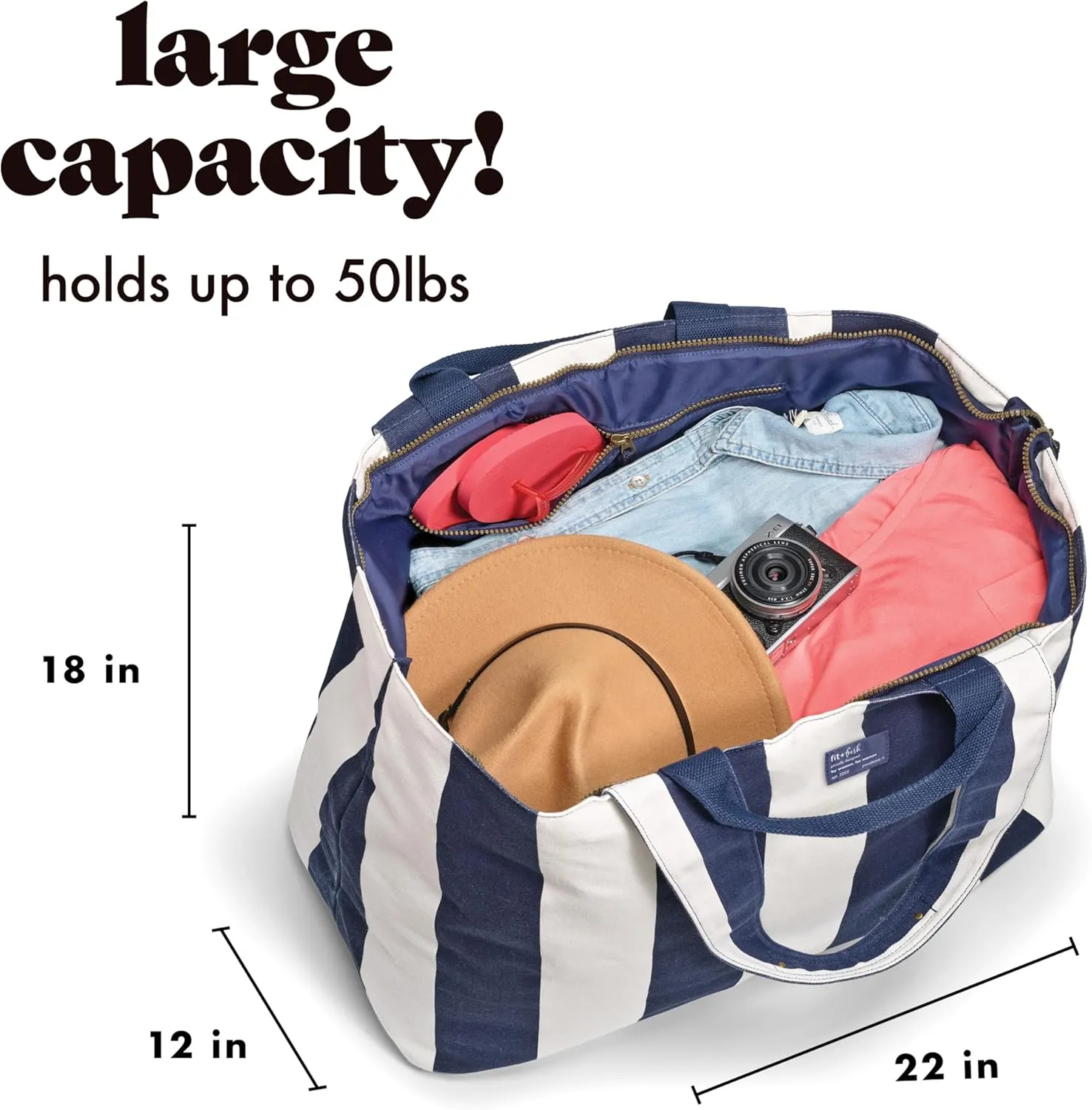 Fit & Fresh Large Beach Bag for Women - Extra Large Travel Tote With Pockets